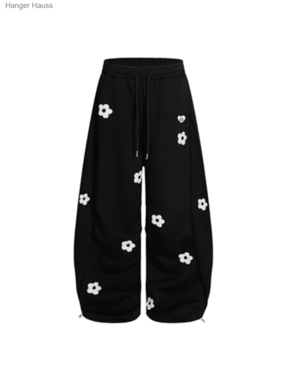 Baggy Wide Leg Sweatpants Floral Embroidery Y2K Drawstring Lounge Pants